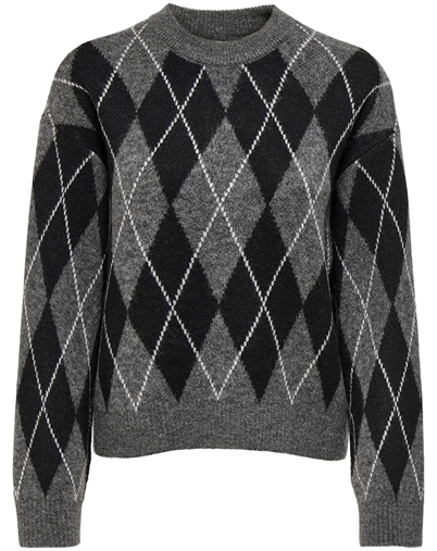 JDY - JDYBianka Argyle Pullover Strik - Dark Grey Melange